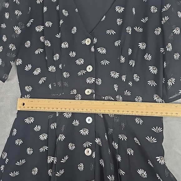 Aritzia Wilfred Daisy Floral Mini Dress 2 Black Grunge Full Button-Front Sheer - Picture 7 of 11